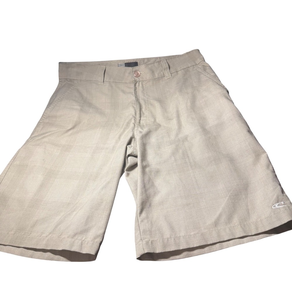 O'Neill Mens Tan Plaid Flat Front Walk Shorts Size 32 13108125P Beige Casual